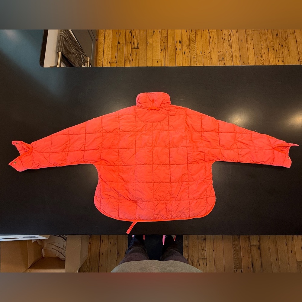 Free People Pippa Packable Puffer Jacket Bomber Size S NEW Neon Orange - Picture 8 of 12